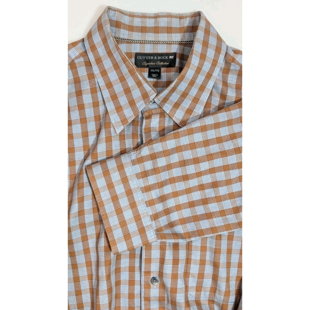 Cutter & Buck Long Sleeve Button Down Shirt Size XXL Brown Gray Long Sleeves